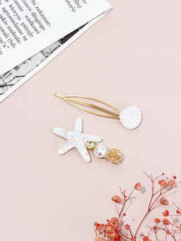 Цена за 3 шт. Набор для волос QF «Морская звезда», 1 зажим, 1 невидимка, 7 см, белый