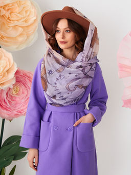 Большой, мягкий, тонкий и очень нежный двусторонний палантин с рисунком в стиле арт-деко - Tantino фото 8