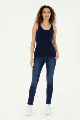 Женская базовая футболка без рукавов темно-синего цвета с круглым вырезом Неожиданная скидка в корзине - U.s. polo assn фото 4