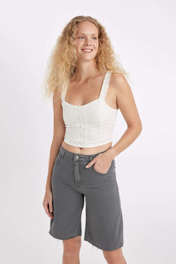 Блуза без рукавов с V-образным вырезом