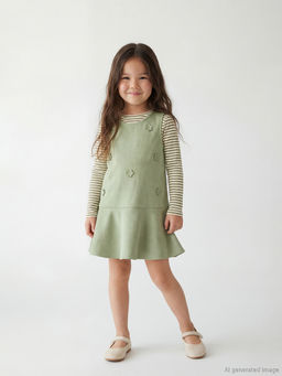 ?i?ekli K?z ?ocuk Elbise Tak?m?