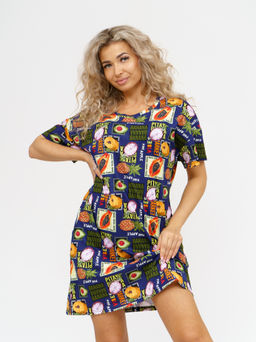 752 Платье "Тропики/синий"