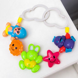 Растяжка на коляску/кроватку Цыпленок, зайчик, обезьянка, 3 игрушки, цвет МИКС, Крошка Я  фото 4