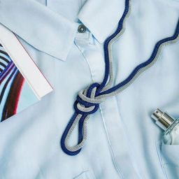 Бусы Трансформер 2 нити (несколько способов носки), цвет сине-серебряный, 118 см