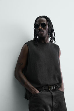 CAMISETA TANK PUNTO ESTRUCTURA / Negro - Zara фото 5