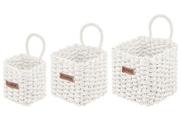 Набор 3 плетеных корзинок 19*19*23 см Flower с ручкой, белый - Elan gallery фото 5