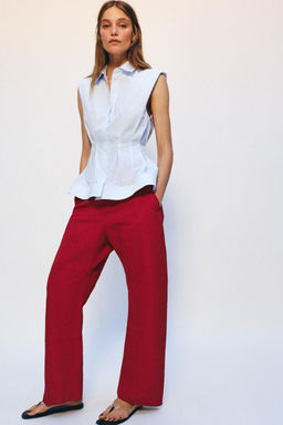 CAMISA PLIEGUES MANGA SISA ZW COLLECTION / Azul / Blanco