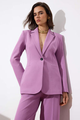 Limited Edition Lila Fitted/Vucuda Oturan Kal?p Astarl? Vatkal? Dokuma Blazer Ceket TWOSS26BC00021