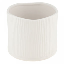 Кашпо для цветов керамическое "Сканди" 1,2л, 13х13,5х12см, внутренний д12см, асимметричная форма, фактурный глянец, белый, в коробке (Китай)
