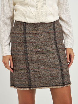 юбка бежевая в клетку длины миди - Glenfield фото 3