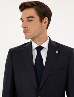 Lacivert Slim Fit Tak_m Elbise