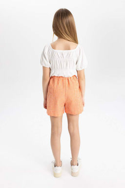 Клетчатые шорты из бумажного пакета для девочек - Defacto фото 6