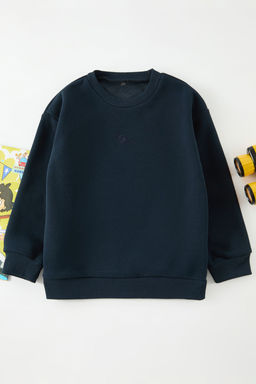 Gri Erkek Cocuk Bask?l? Orme Sweatshirt TKDAW25SW00119 - Trendyolmilla фото 3