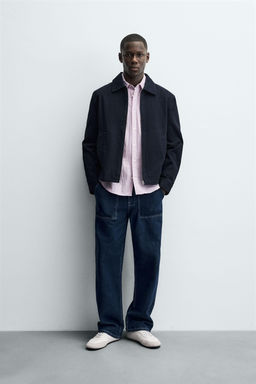 TEXTURED ZIP-UP OVERSHIRT