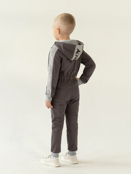 Комбинезон детский с капюшоном серый актив спорт