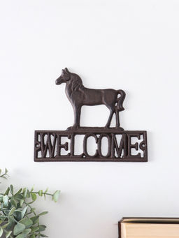 Фигурка настенная «Конь - Welcome», декор чугун, 20.5×0.8×18 см