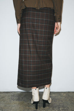 ZW COLLECTION DRAPED CHECK SKIRT - Zara фото 4