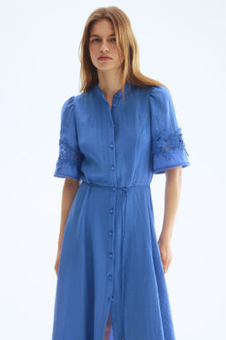 Vestido efecto arrugado con bordado ingl?s - H&m фото 4
