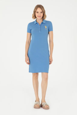 Женское темно-синее трикотажное платье