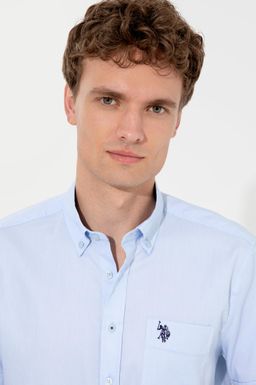 U. S. Polo Assn Мужская голубая рубашка с коротким рукавом - U.s. polo assn фото 2
