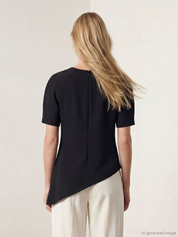 Bisiklet Yaka Balon Kollu Asimetrik Bluz