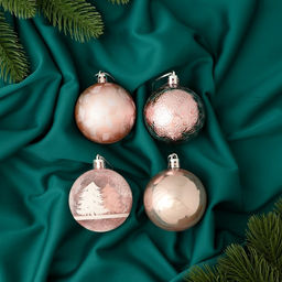 Ёлочные игрушки Зимняя сказка, шары новогодние, d=5.5 см, набор 4 шт., завитки, розовый