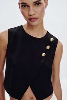GOLD BUTTON CROSSOVER TOP - Zara фото 5