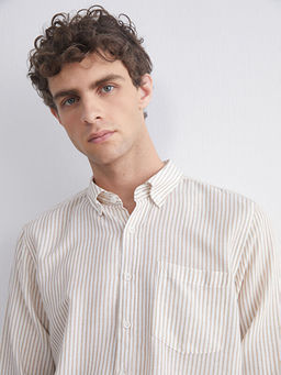 Regular Fit Uzun Kollu ?izgili Erkek G?mlek