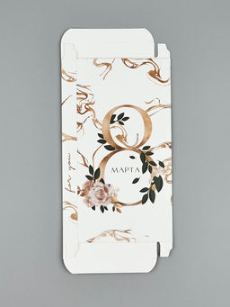 Цена за 5 шт. Коробка для шоколада, кондитерская упаковка, 8 Марта, с окном, 17.3?8.8?1.5 см