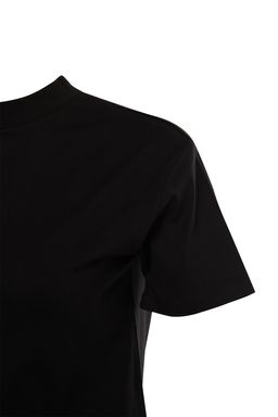 Siyah %100 Pamuk Basic Regular/Normal Kal?p Dik Yaka Orme T-Shirt TWOAW20TS0096