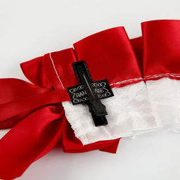 Карнавальная повязка Лолита, красная с белым кружевом