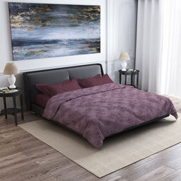 Постельное белье, комплект 2-х спальный "Ботаника" ягодный/"Баклажан", 4 предмета: пододеяльник на кнопках 175х215см, евро-простыня 220х240см, 2 наволочки 70х70см с клапаном-запахом, поплин "Комфорт" 115г/м2, хлопок 100%, упаковка "классическая" ПВХ