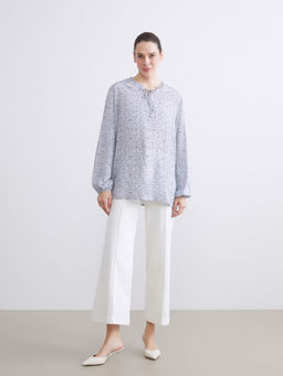 Ba?lamal? Yaka Desenli Bluz