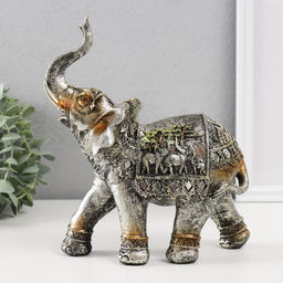 Сувенир полистоун "Африканский слон, на попоне слоны"  23х20,5х8,5 см