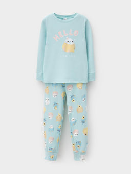 К 1541/морозный шалфей,цв.попугайчики пижама дет