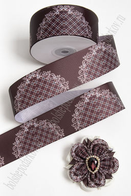 Лента репсовая 4 см*25 ярд с рисунком Клетка SF-7224, №4