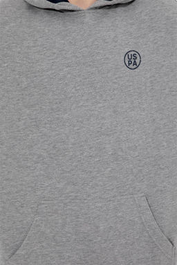 U. S. Polo Assn Мужская серая меланжевая толстовка оверсайз с капюшоном - U.s. polo assn фото 13