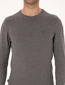 Gri Melanj Slim Fit Bisiklet Yaka Basic Triko Kazak - Pierre cardin фото 6