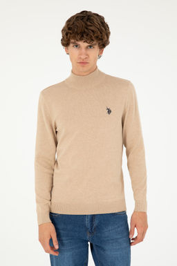 Мужской базовый свитер песочного меланжа Неожиданная скидка в корзине