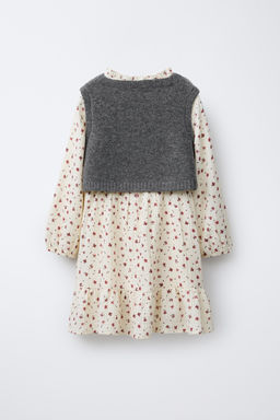 FLORAL DRESS WITH KNITTED WAISTCOAT - Zara фото 2