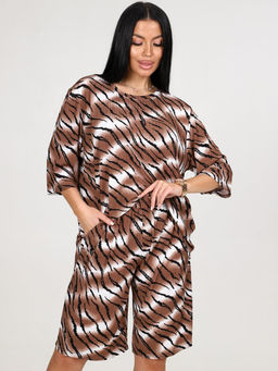 039 ДОМАШНИЙ КОСТЮМ ЖЕНСКИЙ (шорты) (Тигр/коричневый) - А-дина фото 3