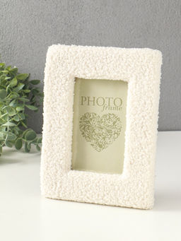 Фоторамка МДФ, иск. мех 10х15 см "Плюш" белая 22х16,5х2 см