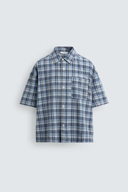 CAMISA BOXY FIT CUADROS / Azul - Zara фото 7