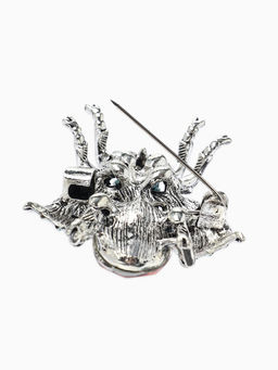 Брошь «Муха", резные крылья, цвет зелёно-розовый в черёном серебре