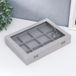 Шкатулка бархат для браслетов Серый туман 5х20х28 см - Simaland фото 6