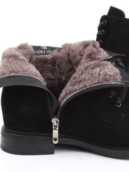 04-M3-1493 BLACK Ботинки зимние женские (натуральная замша, натуральный мех) - Фабричный китай фото 16