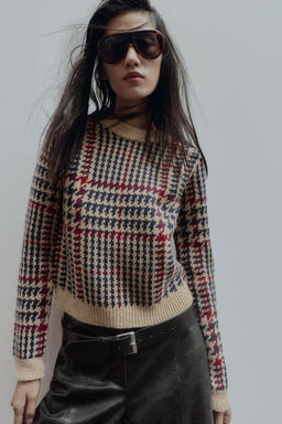 HOUNDSTOOTH WOOL JUMPER - Zara фото 2