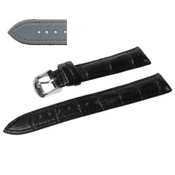 Ремешок для часов натуральная кожа черный 12 мм C16-12black-grey