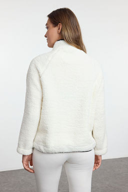 Beyaz C?tc?t Kapamal? Pelus Orme Spor Sweatshirt THMAW25SW00000 - Trendyolmilla фото 5