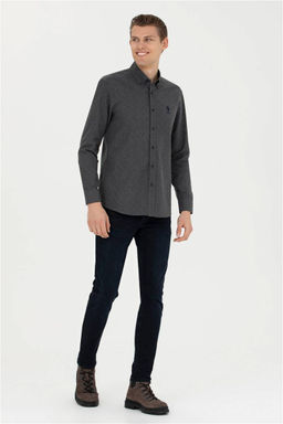 Мужская темно-синяя рубашка с длинным рукавом - U.s. polo assn фото 11